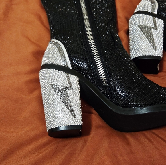 Dolls Kill Sheriff Shine Knee High Boots - Noir Ziggy - Club EXX - NWOT - Picture 5 of 12